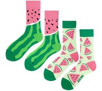 Angelteers 2 Paar süße Cartoon-Pflanzen und Lebensmittel, Baumwolle, Crew-Socken für Damen und Teenager, Wassermelone, Einheitsgröße