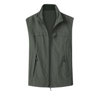 Angelweste Für Herren - Funktionsweste Herren - lässige Steppweste für Winter einfarbig schmale Passform bequem (Army Green L)