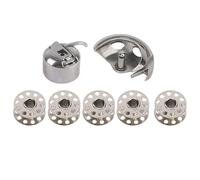 ANGGREK Nähmaschinenspulen-Kit, 1 Stück Greifer, 1 Stück Spulenkapsel, 5 Stück Spulen mit Metallstruktur für Alle Alten Haushaltsnähmaschinen