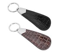 Angoily 2 Kleiner Schuhlöffel aus Leder mit Schlüsselanhänger Tragbar und Umweltfreundlich Leichte Schuhanzieher für Einkaufsgeschäfte und Senioren