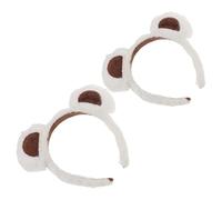 Angoily 2 Stück Pack Bärenohren Haarreif aus Weichem Plüsch Elastisch Weiß Halloween und Weihnachts Kostümzubehör für Damen Mädchen Make Up Vielseitiges Cosplay Haarband