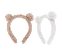 Angoily 2 Stück pack Plüsch Bärenohren Stirnband für Damen Weiches Haarband mit Tierohren Leichtes Make Up Haarreif für Spa Kosmetik und Alltag