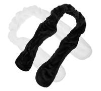 Angoily 2 Stück Plüsch Haarreifen Hasenohren Damen Flexibel Atmungsaktiv Haarband Einheitsgröße für Make Up und Gesichtspflege Schwarz Weiß