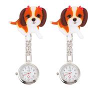 Angoily 2stücke Niedliche Cartoon Hund Krankenschwester Taschenuhr zum Anhängen Praktische Analoge Armbanduhr für Ärzte und Pflegepersonal Einfach zu Befestigen Klar Ablesbares