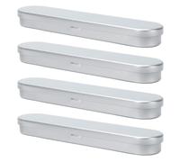Angoily 4 Stück Quadratische Metall Stiftebox mit Schwamm Leichte Blechdose zur Stiftaufbewahrung Silber 178x36x19mm Stoß und Wasserabweisend Geschenkbox für Büro und Schule