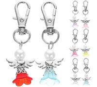 Angoily 8stücke Teiliges Schutzengel Schlüsselanhänger set Bunte Schutzengel Anhänger DIY Schlüsselring Hochzeit Gastgeschenke Langlebige Metalllegierung Glänzende Zufällige Farbe