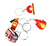 Angoily Dekorativer Feuerwehr Schlüsselanhänger 4 Stück Pack mit Feuerwehrauto Motiv Metallanhänger als Geschenk für Feuerwehrfamilien und Alltagstasche