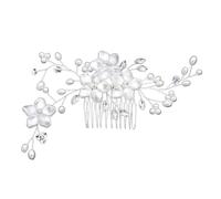 Angoily Eleganter Weißer Damen Haarkamm mit Künstlichen Perlen und Blumenmuster Dekorativer Brauthaarschmuck für Hochzeiten und Partys 1 Stück