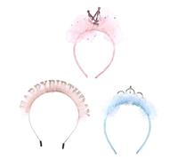 Angoily Haarband Süßes und Elegantes Rosa Stirnband aus Legierung Kindergeburtstag mit Einzigartigem Spitzenhaarreif und Buchstaben für Babys für Festival und Party