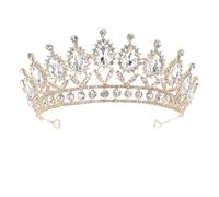 Angoily Kristall Krone Damen Gold Strass Tiara - Prinzessin Diadem für Mädchen & Braut Haarschmuck zur Hochzeit, Königin Kopfschmuck Accessoires für Geburtstag, Abschlussball, Junggesellinnenabschied