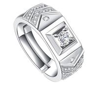 Angoily Kupfer Herrenring Modisch Verstellbar Weiß mit Zirkonia Klassischer Männerring für Alltag Party Geschenk Trauring Paarring