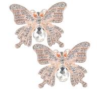 Angoily Strass Schmetterlings Schuhclips für Hochzeitsschuhe 1 Paar Goldene Legierung mit Funkelnden Kristallen Praktisches und Leichtes Design für Elegante High Heels bei Banketten