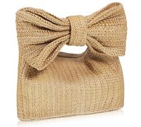 Angoily Stylische Strohtasche mit Schleifenakzent aus Leichtem Stroh Große Kapazität und Vielseitig für Damen zum Einkaufen und Täglichen Gebrauch