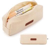 ANGOOBABY Kleines Federmäppchen, Schüler-Federmäppchen, Münztasche, Kosmetiktasche, Büro, Schreibwaren, Organizer für Teenager, Schule, Beige