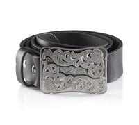 Angus Stoke Ledergürtel James aus Büffelleder - Handgefertigter Cowboy Westerngürtel für Damen und Herren - Vintage Gürtel mit Metallschnalle (Schwarz, Bundweite 90 (46-48))