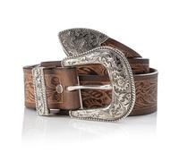 Angus Stoke Westerngürtel aus Büffel-Leder - Damen und Herren Vintage Cowboy Western & Rodeo Gürtel - Original hand-geschnitzter Ledergürtel Jessy (Bundweite 110 (54-56))