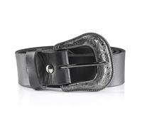 Angus Stoke Westerngürtel Garry aus Büffelleder - Handgefertigter Cowboy & Rodeo Gürtel für Damen & Herren - Vintage-Ledergürtel mit Metallschnalle (Schwarz, Bundweite 100 (50-52))