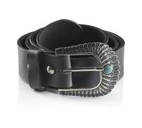 Angus Stoke Westerngürtel Geronimo aus Büffelleder - Handgefertigter Cowboy- & Rodeo-Gürtel für Damen & Herren - Vintage-Ledergürtel mit Metallschnalle (Schwarz, Bundweite - 110 (54-56))