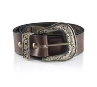 Angus Stoke Westerngürtel Jayden aus echtem Büffelleder - Handgefertigter Cowboy Ledergürtel für Damen und Herren - Vintage Gürtel mit Metallschnalle (Braun, Bundweite 90 (46-48))