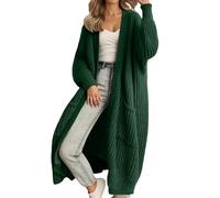 Angxiwan Blaue Strickjacke Damen Strickjacke Lang Oversize Grobstrickjacke Herbst Dicker Strickjacken Grobstrick Strickcardigan Offene Strickmantel Flauschiger Damenstrickjacke Damen Sweatshirt