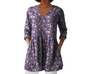 Angxiwan Bluse Damen Elegant V-Ausschnitt 3/4 Ärmel Tunika Langshirt Kurz Blusenkleid Blumenmuster Damenblusen Hemdbluse Top Oberteile Blusen Longshirt Der Sommer Als Ich SchöN Wurde