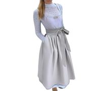 Angxiwan Dirndl gelb,Trachtenkleid Dirndlkleid Trachtenmode Midi Bayerisches Dirndl Kleid für Damen Lang Wiesn Outfit Elegant Retro Kleider Festlich für Bierfest Oktoberfest