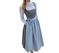 Angxiwan Dirndl schürze Spitze,Trachtenkleid Dirndlkleid Trachtenmode Midi Bayerisches Dirndl Kleid für Damen Lang Wiesn Outfit Elegant Retro Kleider Festlich für Bierfest Oktoberfest