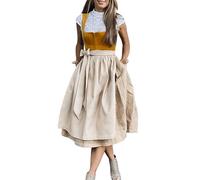 Angxiwan Dirndl,Trachtenkleid Dirndlkleid Trachtenmode Midi Bayerisches Dirndl Kleid für Damen Lang Wiesn Outfit Elegant Retro Kleider Festlich für Bierfest Oktoberfest