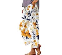 Angxiwan Hosen Damen Elegant Stoffhose Bequem Strumpfhosen Weiche Jogginghose mit Bedruckt Outdoorhose Locker Trainingshose Hawaii Sporthose Lange Strandhose Damen