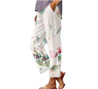 Angxiwan Hosen Damen Elegant Stoffhose Leichtem Strumpfhosen Stilvolle Jogginghose mit Bedruckt Outdoorhose Locker Trainingshose Hawaii Sporthose Lange Strandhose Damen
