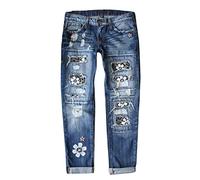 Angxiwan Jeanshose Damen Mom Fit Boyfriend Stil Denim Straight Leg Freizeithose Stilvolle Jeansoptik Skinny Fit Trachtenjeans Große Größen Schlagjeans