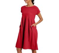 Angxiwan Partykleid Damen Strandkleid Damen Sommerkleider Sommer Damenkleider Baumwolle Frauenkleid Langes mit ärmel Kurz Knielang Blusenkleid Tanktop Kleid Kleider für mollige Frauen festlich