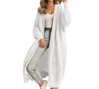 Angxiwan Strickjacken für Damen Strickjacke Lang Oversize Grobstrickjacke Herbst Dicker Strickjacken Grobstrick Strickcardigan Offene Strickmantel Flauschiger Damenstrickjacke Sweatjacke
