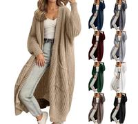 Angxiwan Strickmantel Damen Strickjacke Lang Oversize Grobstrickjacke Herbst Dicker Strickjacken Grobstrick Strickcardigan Offene Strickmantel Flauschiger Damenstrickjacke Sweatshirtjacke Damen