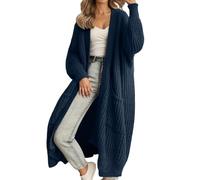 Angxiwan Strickmantel lang Damen Strickjacke Lang Oversize Grobstrickjacke Herbst Dicker Strickjacken Grobstrick Strickcardigan Offene Strickmantel Flauschiger Damenstrickjacke weiße Sweatjacke Damen