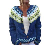 Angxiwan Strickweste schwarz Damen ohne arm Strickjacke Norweger Winter Strickpullover Langarm Weihnachtspullover Muster Weich Strickmantel Bunt Gestrickt Grobstrickjacke SchöNe Sweatshirt Damen