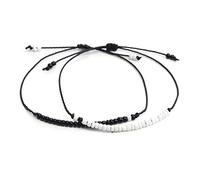 ANGYANG Gewebtes Armband,2 Stück Schwarzes Seil Mit Schwarzen Weißen Perlen Handgewebte Verstellbare Charm-Armbänder Glückliches Freundschaftsgeschenk Für Männer Frauen Jungen Mädchen Paare