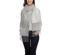 ANGYANG Warmer Schal, Diagonal, Grau, Silber, Glitzer, großer, weicher Kaschmir-Schal für Damen, wickelt leichte Stola, 192 x 75 cm