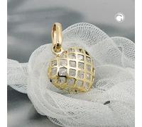Anhänger 11x12mm Herz gefüllt mit kleinen Zirkonias 9Kt GOLD