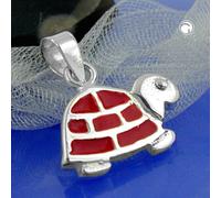 Anhänger 11x13mm Schildkröte rot emailliert Silber 925