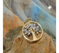 Anhänger 12mm Baum des Lebens bicolor 9Kt GOLD