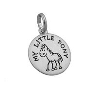 Anhänger 12mm mit Gravur MY LITTLE PONY Pony schwarz lackiert matt Silber 925
