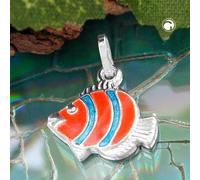 Anhänger 12x12mm Clownfisch orange blau Silber 925