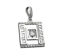 Anhänger 12x12mm römisches Muster mit Zirkonias rhodiniert Silber 925