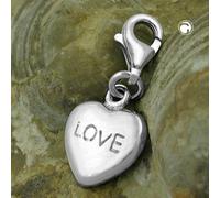 Anhänger 13x11mm Charm Herz LOVE glänzend rhodiniert Silber 925
