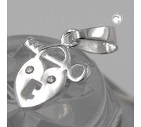 Anhänger 13x11mm Herz Schloss mit Schlüssel mit Zirkonia glänzend Silber 925