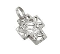 Anhänger 14x12mm Kreuz filigran gewölbt Halbkreismuster 9Kt Weißgold