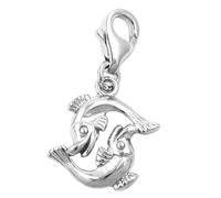 Anhänger 14x14mm Charm Fische glänzend rhodiniert Silber 925