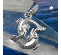 Anhänger 14x14mm Charm Fische glänzend rhodiniert Silber 925