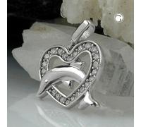 Anhänger 14x15mm Herz mit Delfin rhodiniert Silber 925